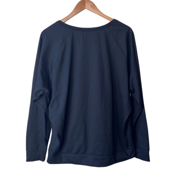 Nike Dri-fit Black Crewneck Sweatshirt Grey Logo Athleisure Pullover Soft Top - Picture 9 of 16